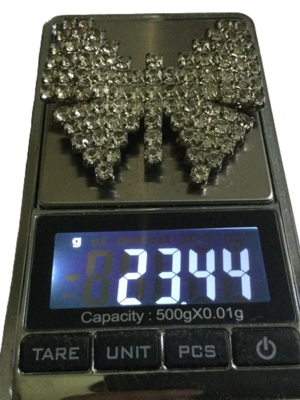 Heavy Vintage Rhinestone Butterfly Brooch C-Clasp 23.4g Estate